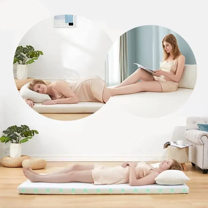 Matelas réversible ergonomique | 100 x 190 x 15 cm | Confort et adaptabilité | Housse lavable en tissu avec traitement antibactérien-1