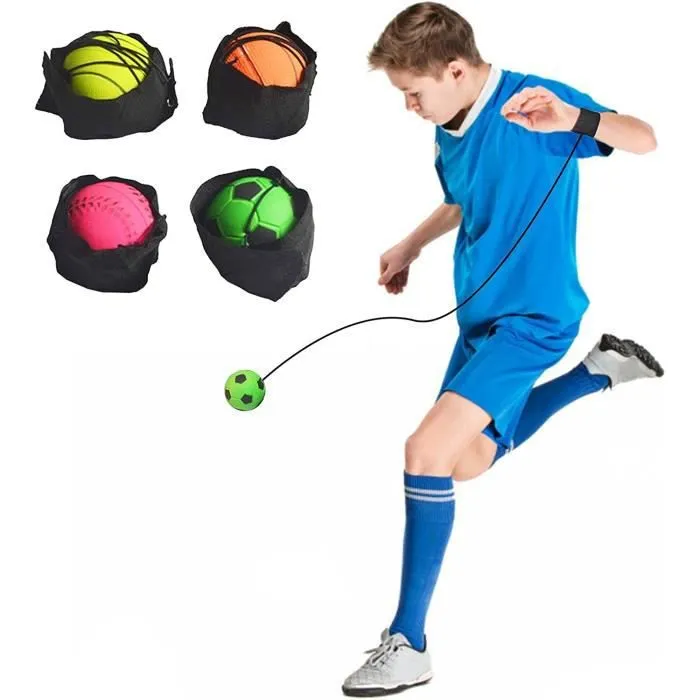 4Pcs Balle Rebondissante avec Elastique Attache Cheville Poignet - Jeu Jouet Enfant Jongle Baseball Golf Basket Foot-0