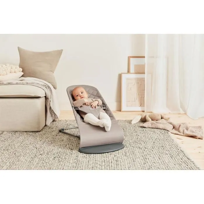 BabyBjörn Transat Bliss - Tissé Classic quilt - Sable Gris - Ergonomique - Ajustable - Pliable-7
