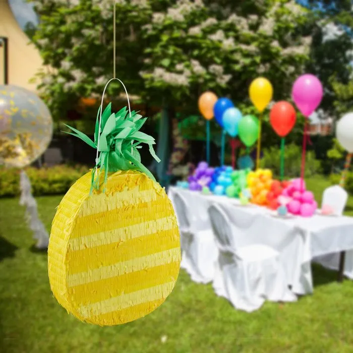Relaxdays Pinata ananas, à remplir & suspendre, fêtes à la plage, enterrement de vie de jeune garçon, été, jaune-1