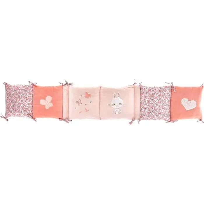 Tour de lit Lapinou - DOMIVA - Microfibre 100% Polyester - Adaptable - Rose - 30 x 180 cm-0