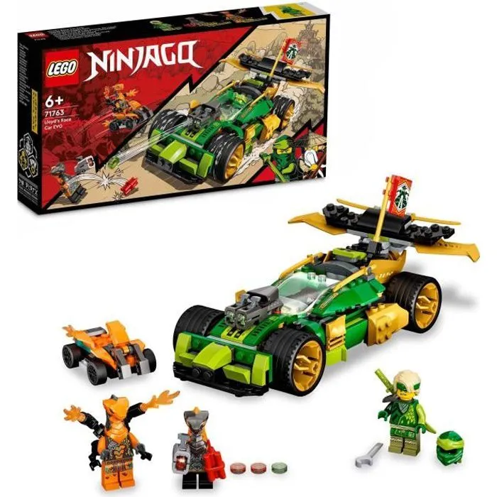 LEGO 71763 NINJAGO La Voiture De Course De Lloyd - Évolution, Jouet de Voiture, avec Figurines Ninja et Guerriers, Enfants 6 Ans-0