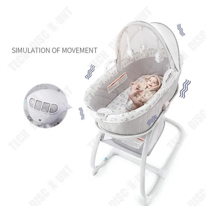 TD® Bébé shaker vibration coaxial sommeil avec rouleaux avec moustiquaire amovible pliant nouveau-né jeu lit lumière lit dans le lit-2