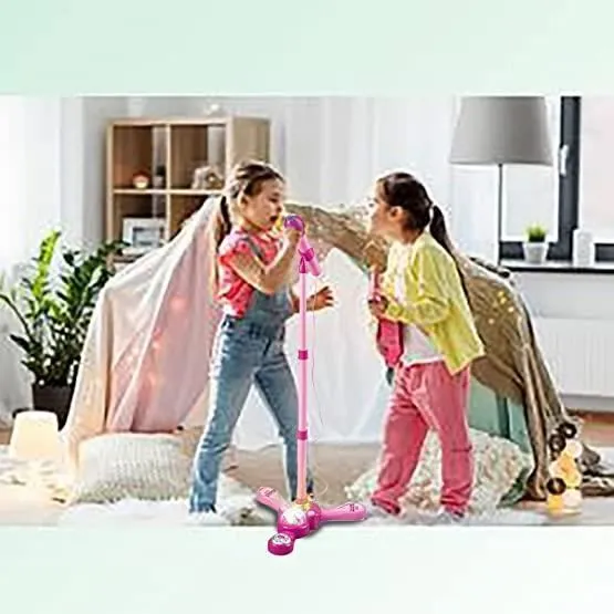 Karaoke Enfants - AMOUNE - Jouet Fille 3-8 Ans - Pied Réglable - Rose-3