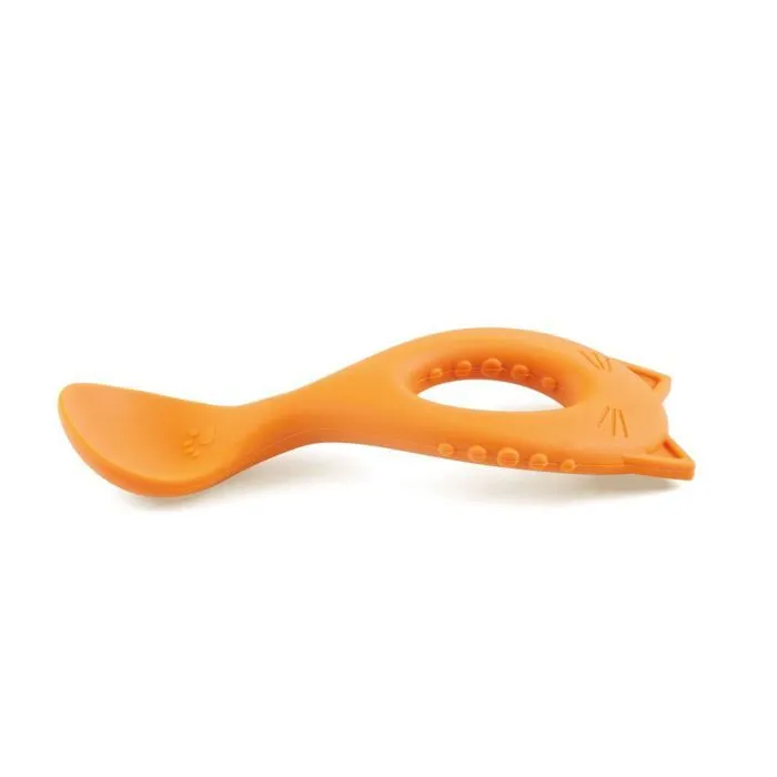 Cuillère bébé en silicone orange-0