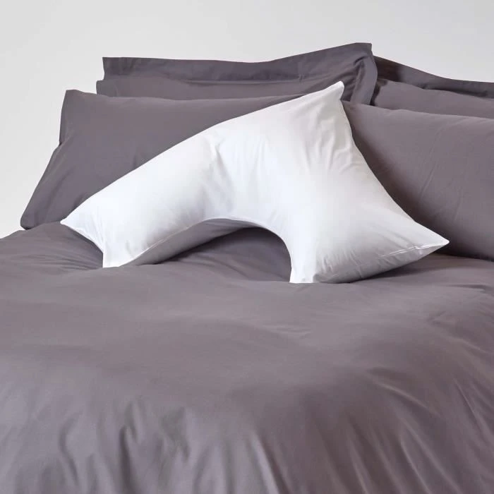 Taie d'oreiller spécial oreiller cervical en coton égyptien 200 fils Forme V blanc-1