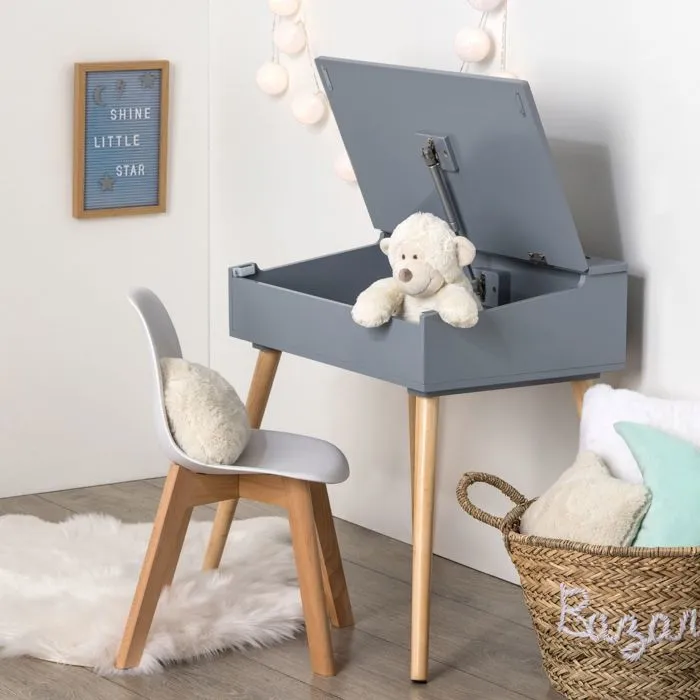Bureau d'écolier - ATMOSPHERA - Pupitre en Bois - Coloris Gris - Style Contemporain - Design-3