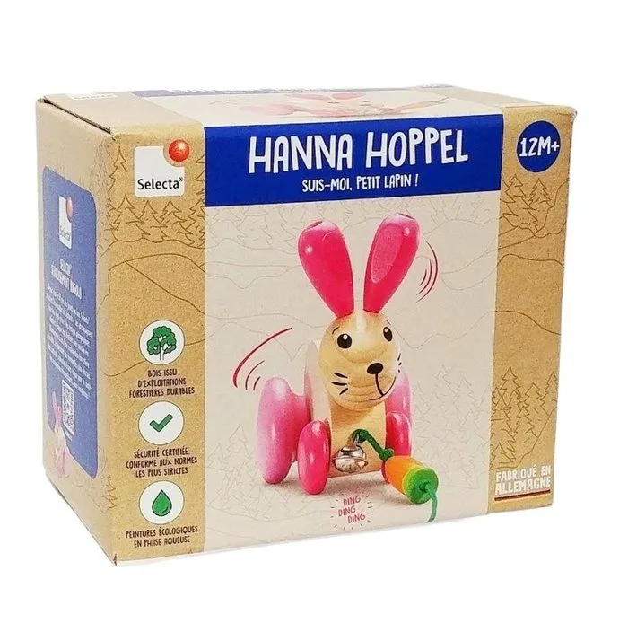Selecta - Hanna Hoppel lapin en bois à tirer - SCHMIDT-5