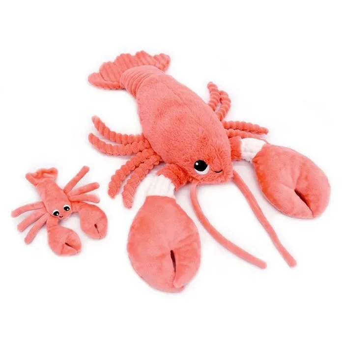 Peluche - Les Déglingos - Iloveyou - Maman et bébé homard - 48 cm - Corail-0