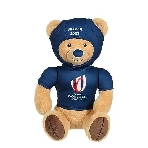Peluche Coupe du Monde de Rugby France 2023 - GIPSY - Ours - 24 cm - Casque amovible-0