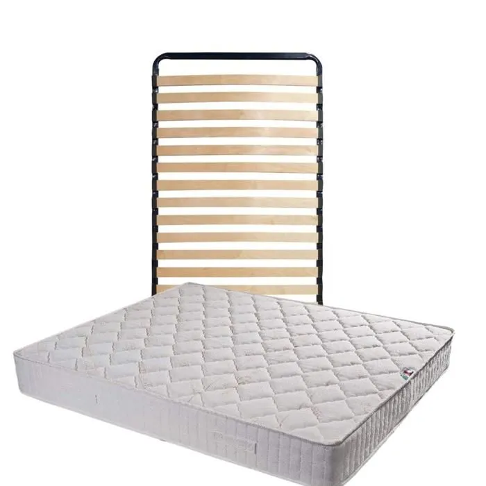 Matelas Tissu Ignifuge 120x190 + Sommier Démonté + Pieds Offerts - Hauteur 25 cm - Confort Très Ferme - Mousse Extrêmement Durable-1