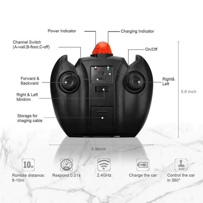 GENOSSEN Voiture Télécommandée Escalade Mur Rechargeable USB Véhicule Radiocommandé Jouet, Super Cadeaux Enfants-2