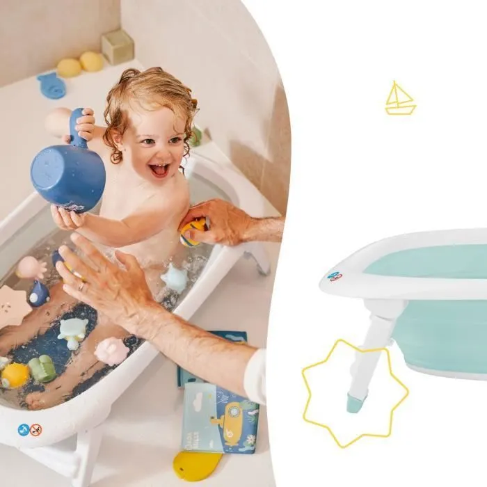 BADABULLE Baignoire pliable, 35L, super compact, bouchon de vidange témoin de chaleur, design ludique-4