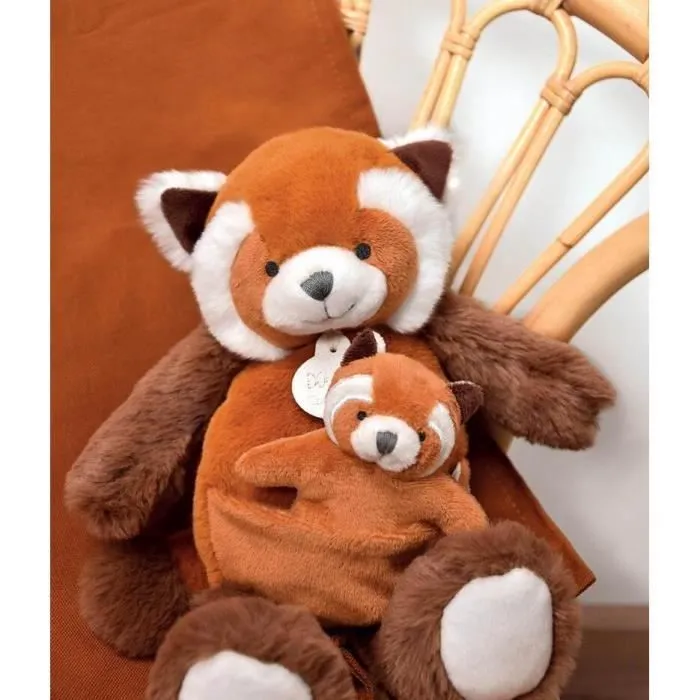 Peluche Doudou & compagnie Unicef - Panda & Bébé - orange - 25/34 cm-1