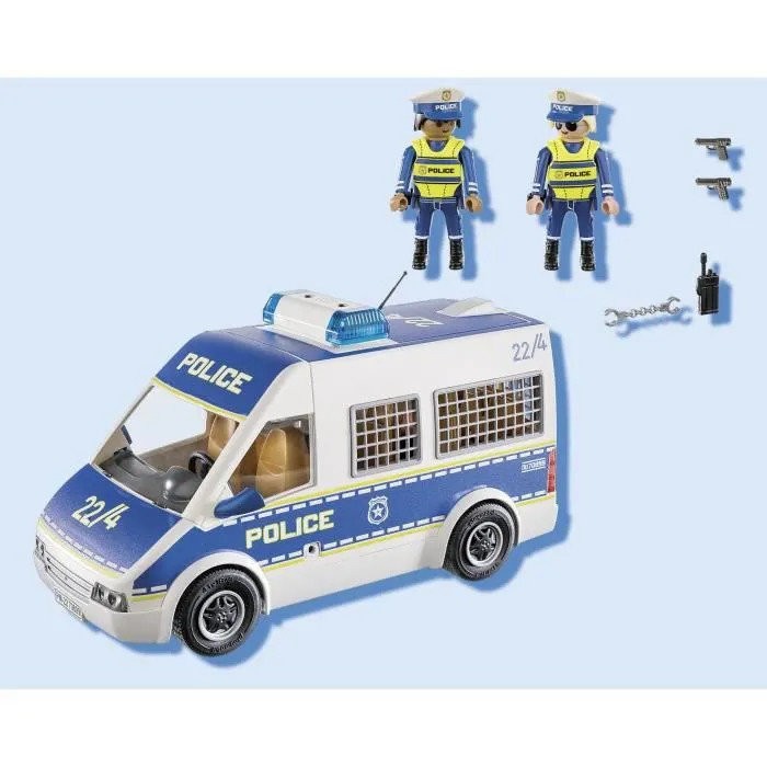 PLAYMOBIL - Fourgon de police avec effets lumineux et sonores - Playmobil City Action - 52 pièces-6
