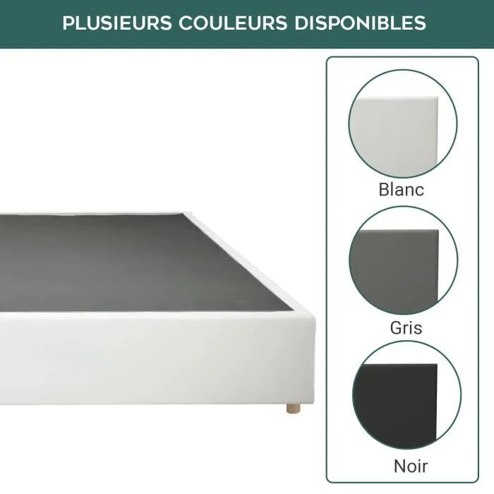 Lit Sophia Simili Cuir Blanc Sampur | 180 X 200 cm | Confort Optimal, Design et Qualité | Cadre Solide, Lattes Flexibles Résistantes-2