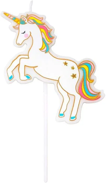 Figurine decor de gateau Talking tables - UNICORN-CANDLE-L - Decoration pour gateau Motif licorne Hauteur 10 cm-0