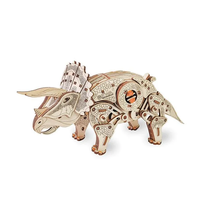 Jeu de construction - Triceratops - Casse-tête mécanique en bois - Marron - 14 ans et plus - Intérieur-0