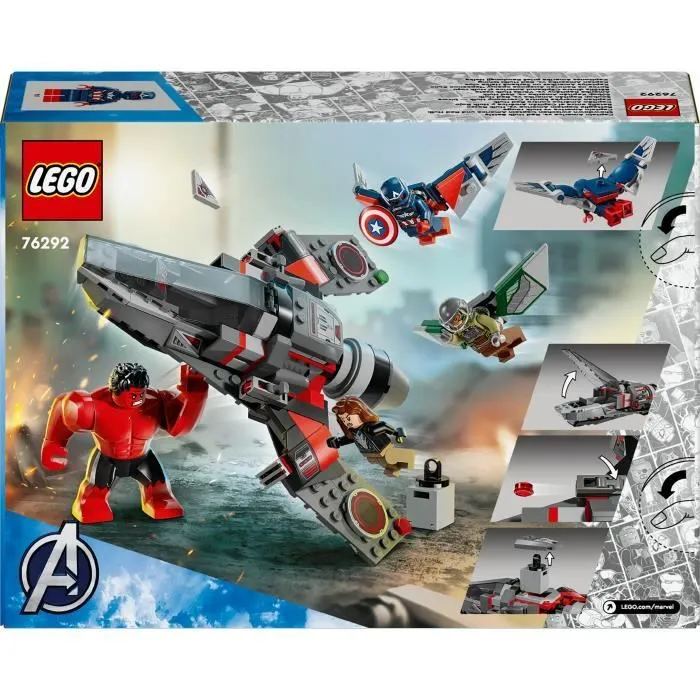 LEGO Marvel 76292 Captain America vs Hulk rouge - Avion de chasse à construire-5