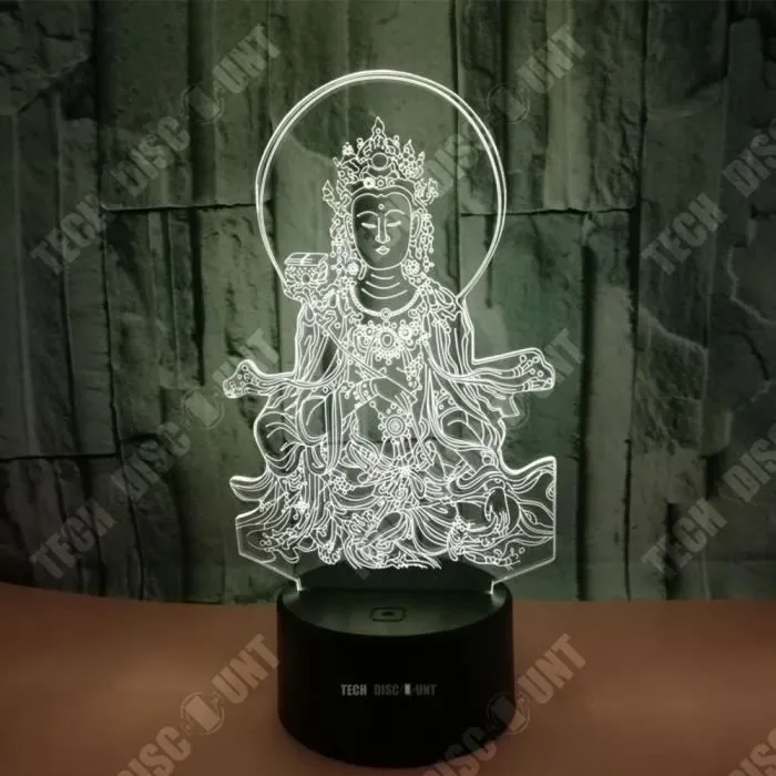 TD® Veilleuse 3D de bureau Commande tactile Sept couleurs réglables Look de bouddha Lumière d'illusion-0