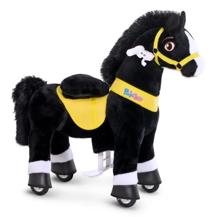 PonyCycle - Jouet Cheval à Monter pour Enfant - Modèle E - Taille 3 - Roulette Peluche - Noir-0
