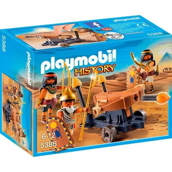 PLAYMOBIL 5388 - History - Soldats du Pharaon avec Catapulte-0