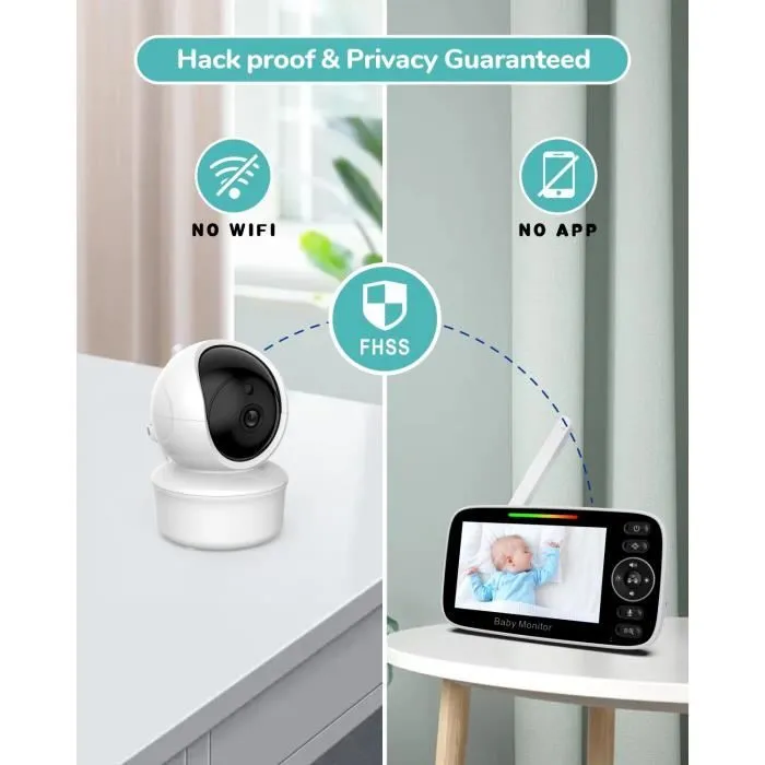 Babyphone, Écran LCD 4,3'' et Babyphone Camera de 2100mah, Bébé Moniteur avec VOX, Vision Nocturne, Communication bidirectionnelle-2