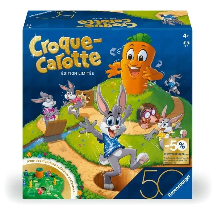 Croque Carotte 50 ans, Jeu de société, Enfants et Parents, Jeu de parcours rigolo, A partir de 4 ans, Mixte, 23006, Ravensburger-0