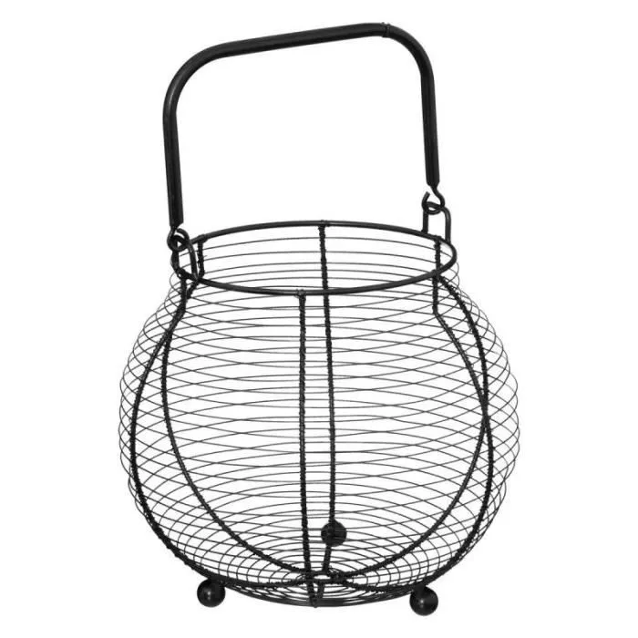 Panier de Rangement 55 Œufs "Métal" 23cm Noir-0
