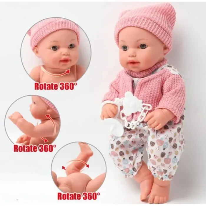 Poupon Poupee bebe 12 pouces interactive silicone Doll nouveau-ne enfant Mignonne Jouet playmate Cadeau-a11-1
