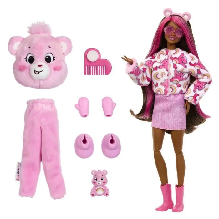 Poupée Barbie Cutie Reveal Bisounours Toucâlin Rose - 3 ans+- JCN95-3