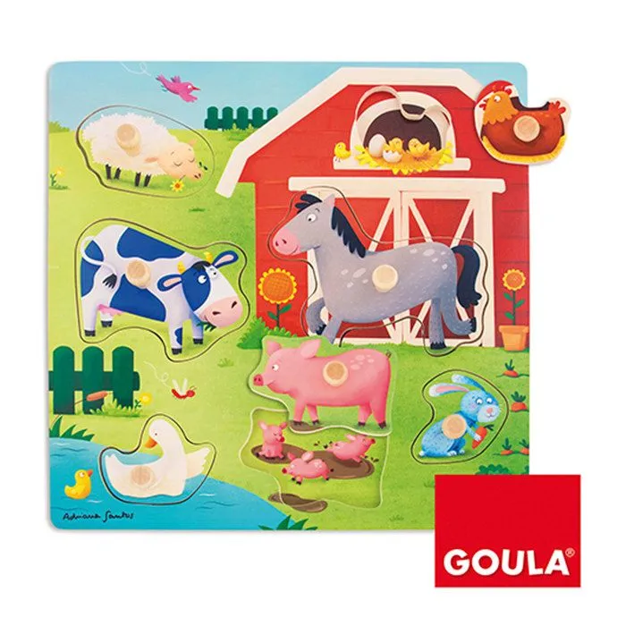 Encastrement 7 pièces en bois :  Mamans bébés animaux de la ferme-1