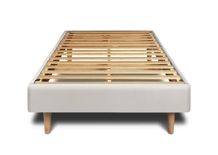 Sommier Kit Velours Gris clair 90x200 H29cm Sommeil de plomb - Sommier en bois massif avec Pieds bois cones 15 cm-1