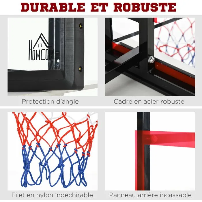 HOMCOM - Panier de basketball - Acier - 110x102x76cm - Transparent-5