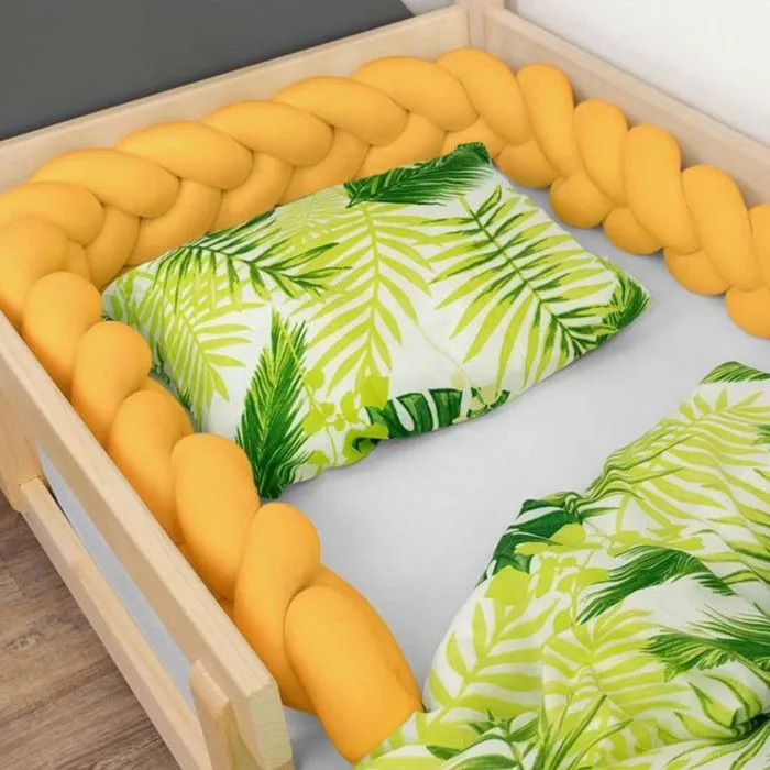 Tour de lit tressé enfant et adulte - Jaune moutarde - 20 x 250 cm-0