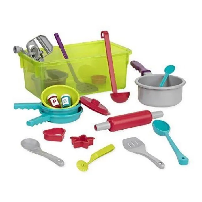 Battat â “ Cooking Set â “ Pretend Play Toy Dishes Set - Plastic Kitchen Toys for Toddlers 3 Years (21-Pcs)-0
