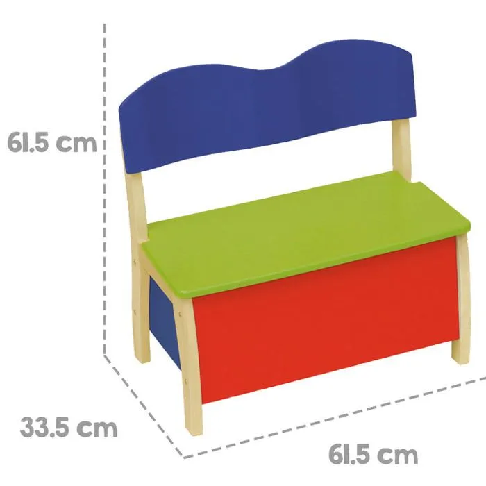 Banc-Coffre à Jouets - ROBA - Multicolore - Bois massif et MDF - Pour Enfant-1