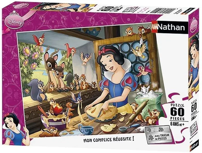 DISNEY Puzzle 60 pièces - Blanche-Neige fait de la pâtisserie - Nathan - Puzzle Enfant + Trieur - Dès 6 ans-1
