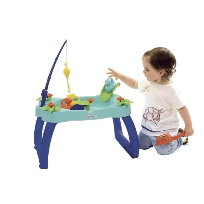 ECOIFFIER - Table pêche à la ligne - 4 canards, canne, épuisette, toboggan et manivelle en forme de nénuphar-1