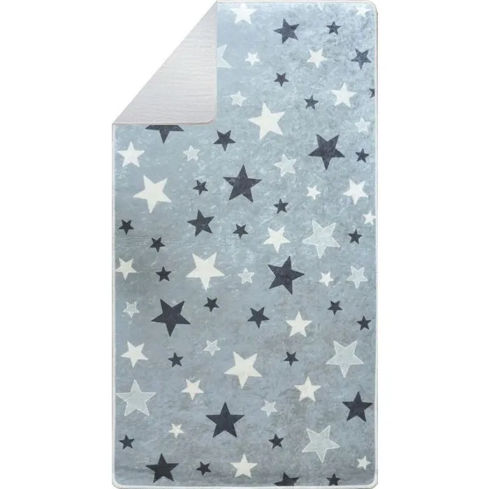 Tapis Enfant - Non spécifié - Etoile - Gris - 100x150 cm - Antidérapant - Lavable en machine-3