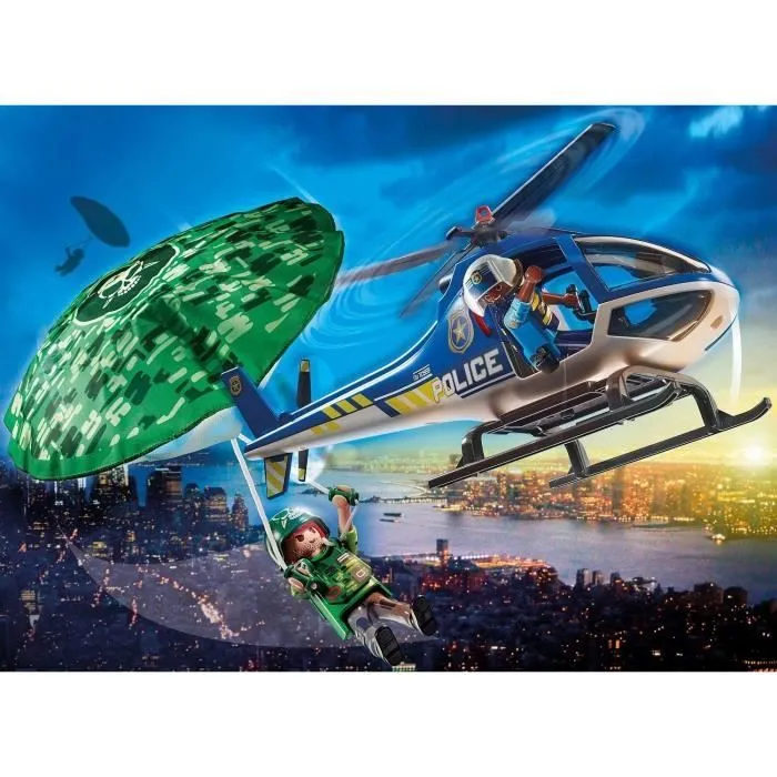 PLAYMOBIL 70569 Hélicoptère de police et parachutiste, City Action, Les Policiers, Dès 4 ans-1