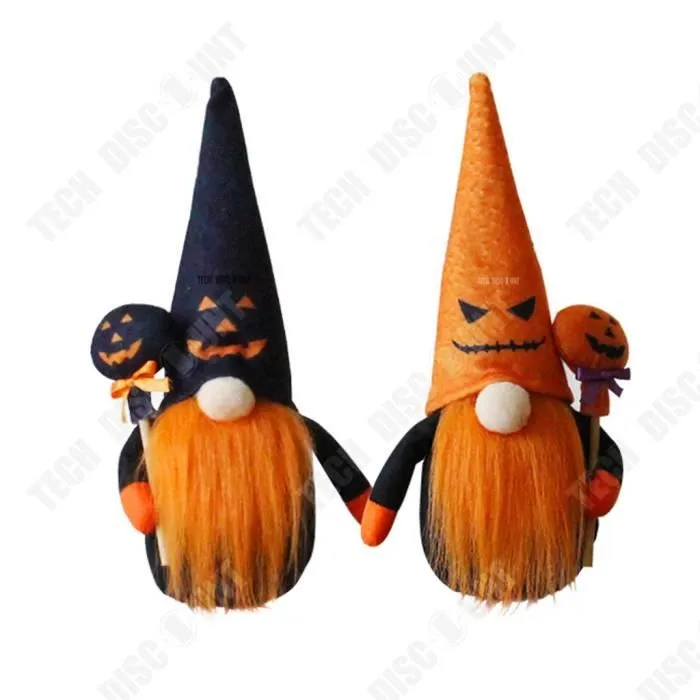 TD® 2 ornements de poupée citrouille sans visage, fournitures décoratives d'halloween, poupée naine, décorations de maison hantée-0