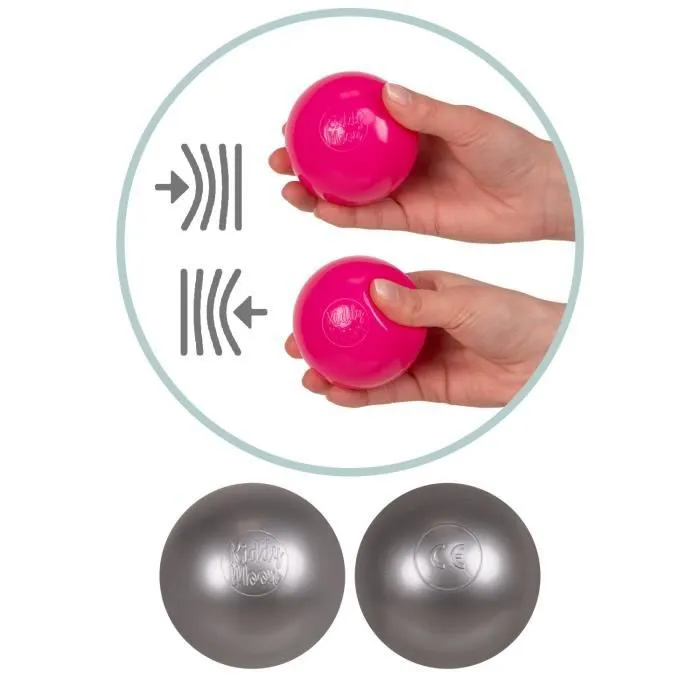 KiddyMoon 100 7Cm Balles Colorées Plastique Pour Piscine Enfant Bébé Fabriqué En EU, Blanc-Gris-Argenté-2