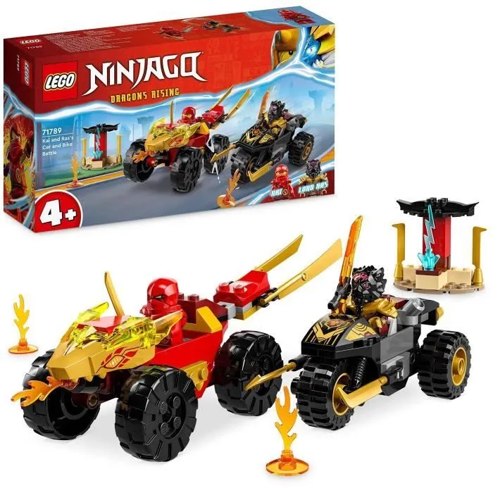 LEGO® NINJAGO 71789 Le Combat en Voiture et en Moto de Kai et Ras, Jouet Enfants Dès 4 Ans-1