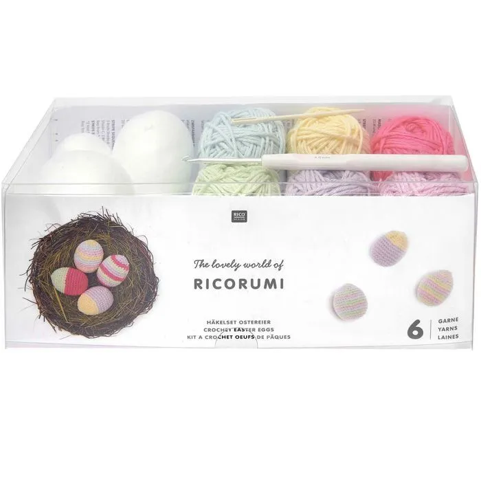Kit de crochet - Rico Design - Ricorumi - Œufs de Pâques pastel - 15 pièces - Instructions incluses-0