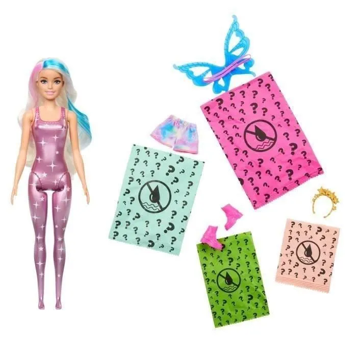 Barbie® Color Reveal Poupée avec 6 surprises, Rainbow Galaxy HJX61-1