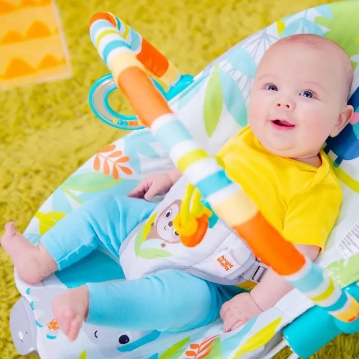 BRIGHT STARTS Transat bébé Toucan, Vibrations apaisantes, Arche d'éveil avec jouets interactifs-6