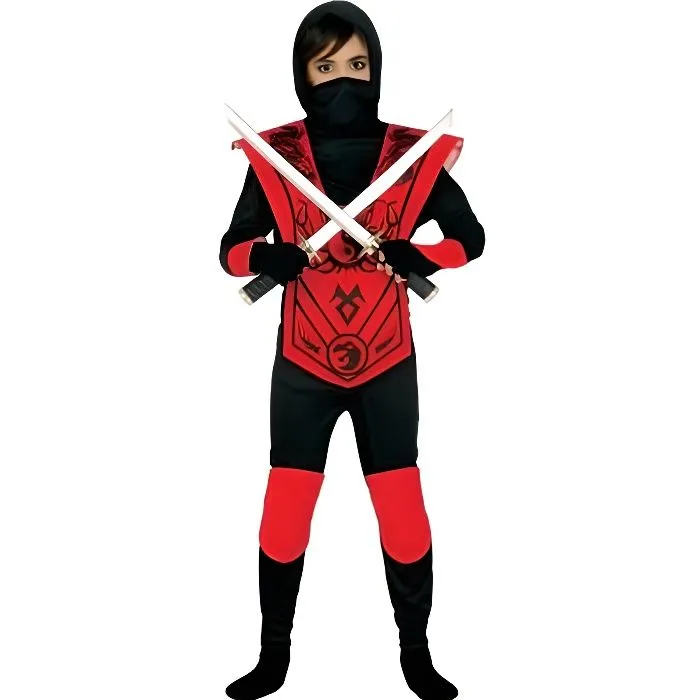 DÉGUISEMENT NINJA YIN YANG GARÇON 5/6 ANS Rouge, Bordeaux-0