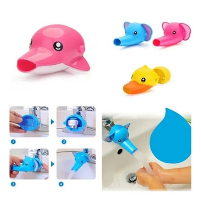 Dauphin Rose - Extension Rallonge Robinet Sécurité Pour Enfant Bébé Se Laver Extension de Robinet Lavabo-2