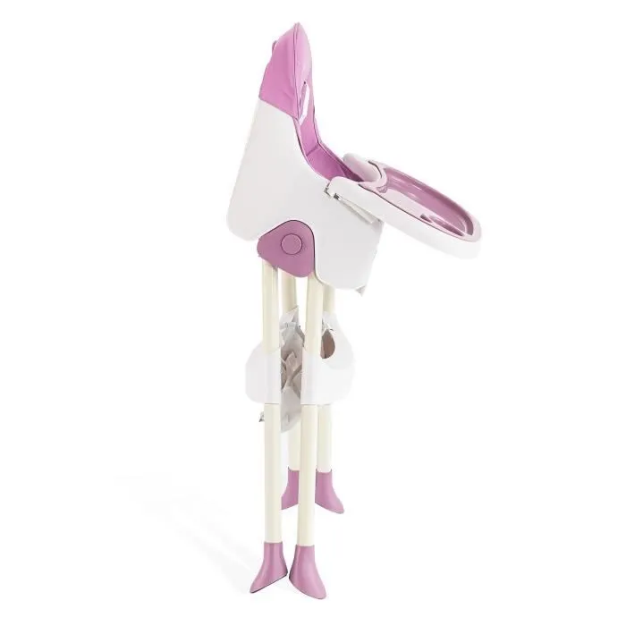 Chaise haute pour bébé, chaise enfants pliable avec plateau repas amovible rehausseur 2 en 1 table à manger pour enfants - violet-3
